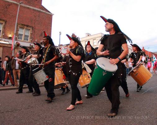 Drummers crow hoods Brazilica Mike Cosgrove 2017.jpg